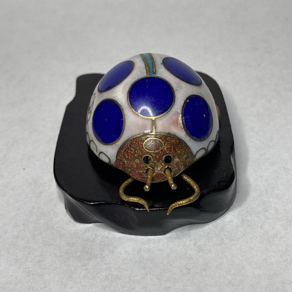 Vintage Chinese Cloisonne Enamel Insect Ladybug Ladybird Sculpture - Picture 2 of 10